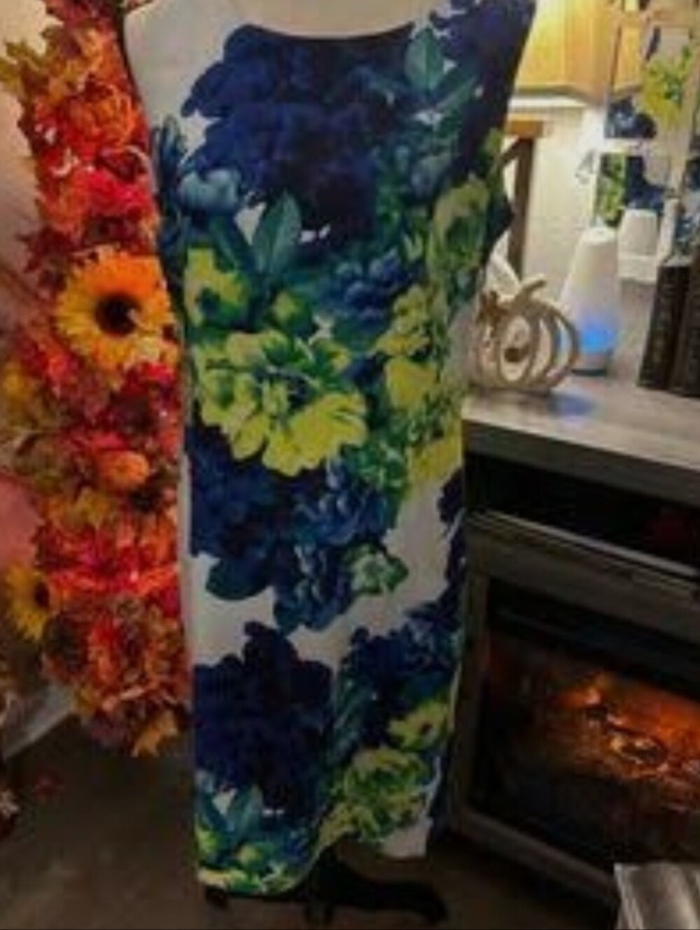 RONNI NICOLE Size 14 Blue Green White Sleeveless Sheath Dress EUC - Picture 13 of 13